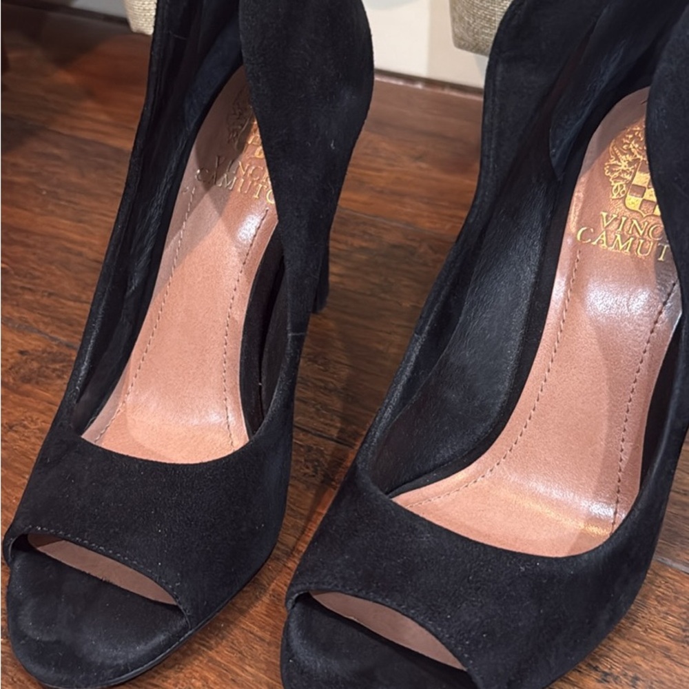 Vince Camuto Black Peep-Toe Heels